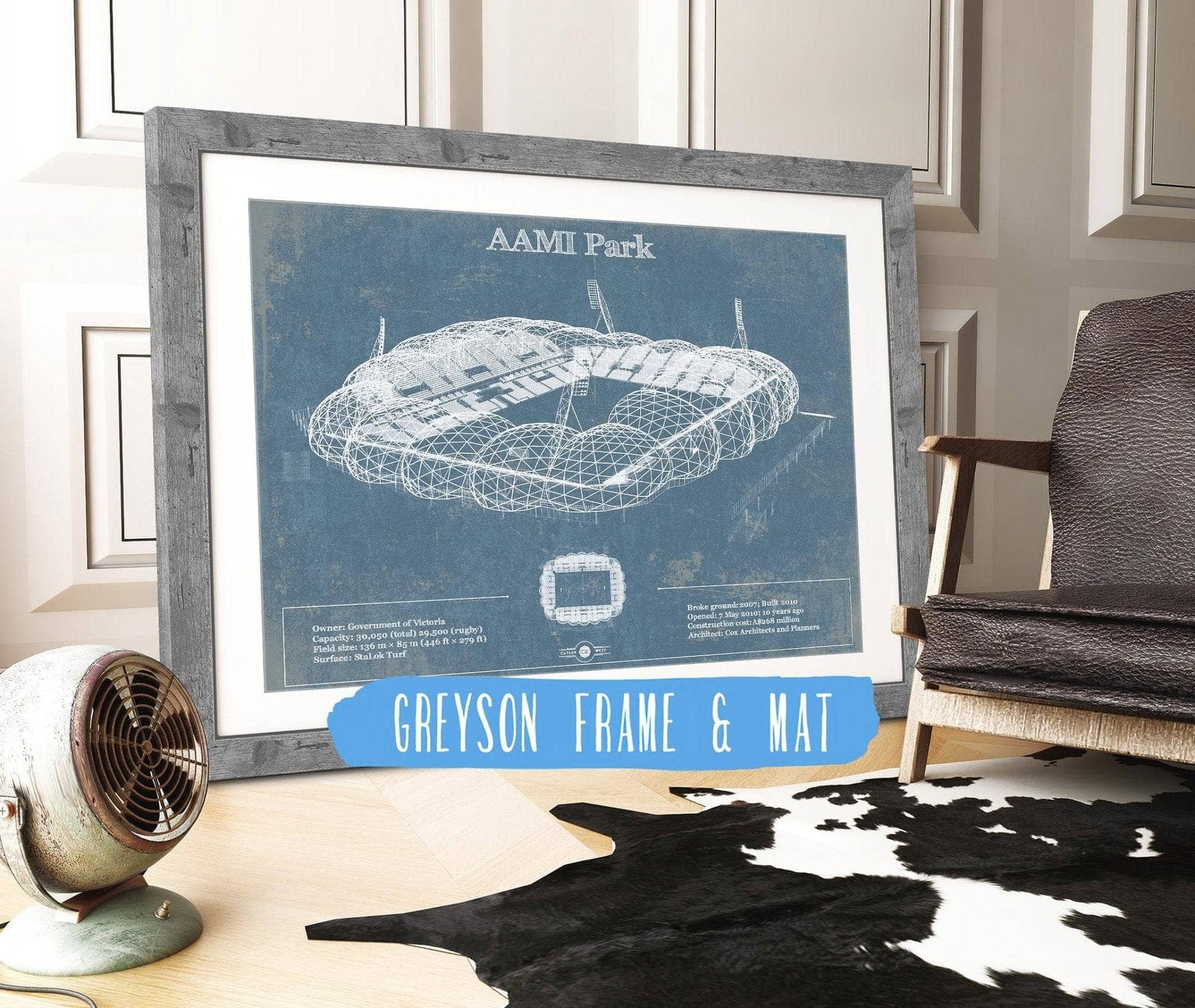 Cutler West Soccer Collection 14" x 11" / Greyson Frame & Mat AAMI Park Vintage Australia Rugby and Soccer Stadium Print 950525819_37063