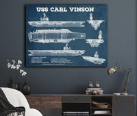 Cutler West Best Selling Collection USS Carl Vinson (CVN 70) Aircraft Carrier Blueprint Original Military Wall Art - Customizable