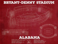 Cutler West College Football Collection 14" x 11" / Unframed Alabama Crimson Tide Stadium Art - Bryant-Denny Stadium Vintage Seating Chart 635629844-TOP