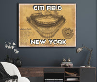 Cutler West Baseball Collection New York Mets - Citi Field Vintage Seating Chart Baseball Print