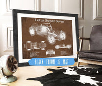 Cutler West Vehicle Collection Lotus Super Seven Blueprint Vintage Auto Print