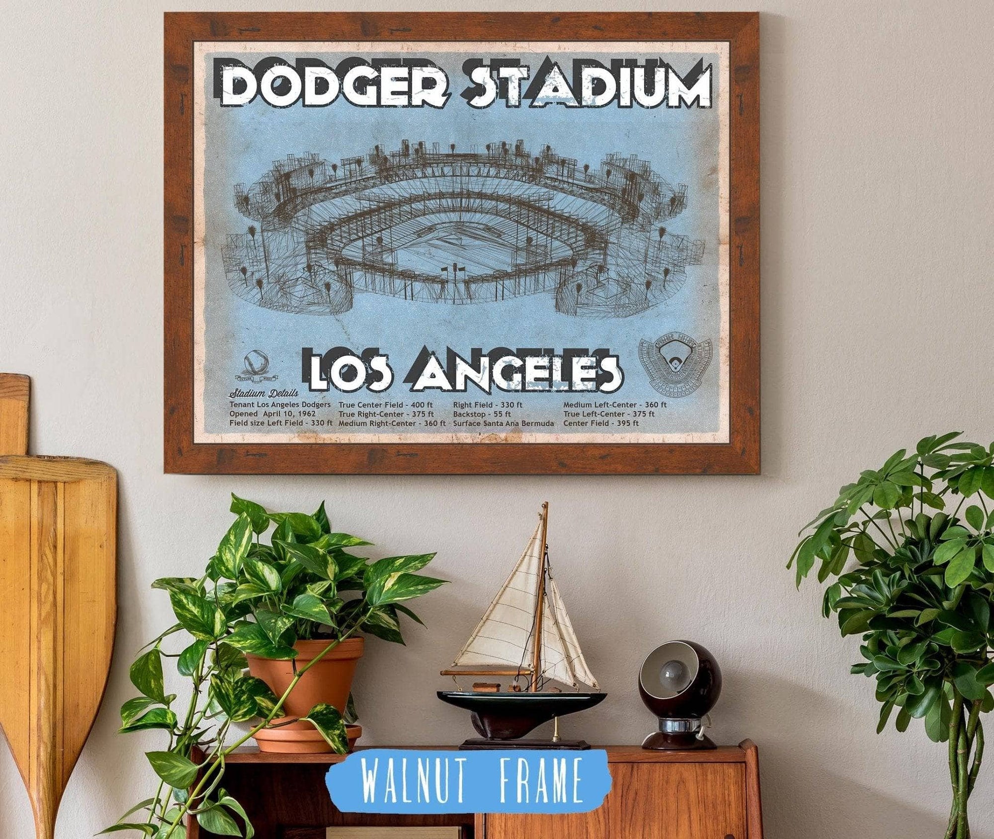 Cutler West Baseball Collection Vintage LA Dodgers Stadium Blueprint Baseball Print