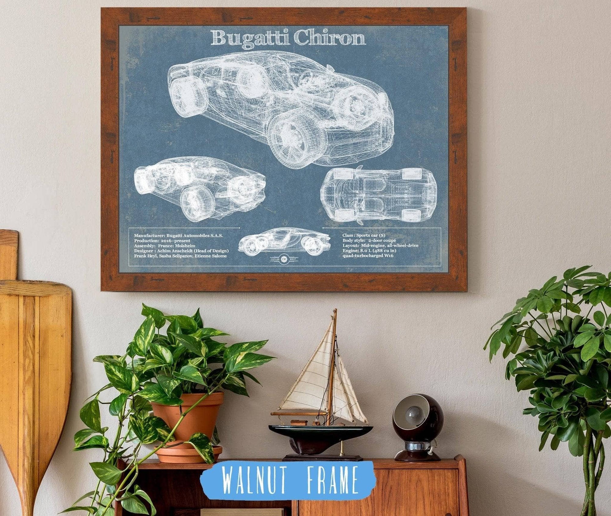 Cutler West Bugatti Chiron Vintage Sports Car Print