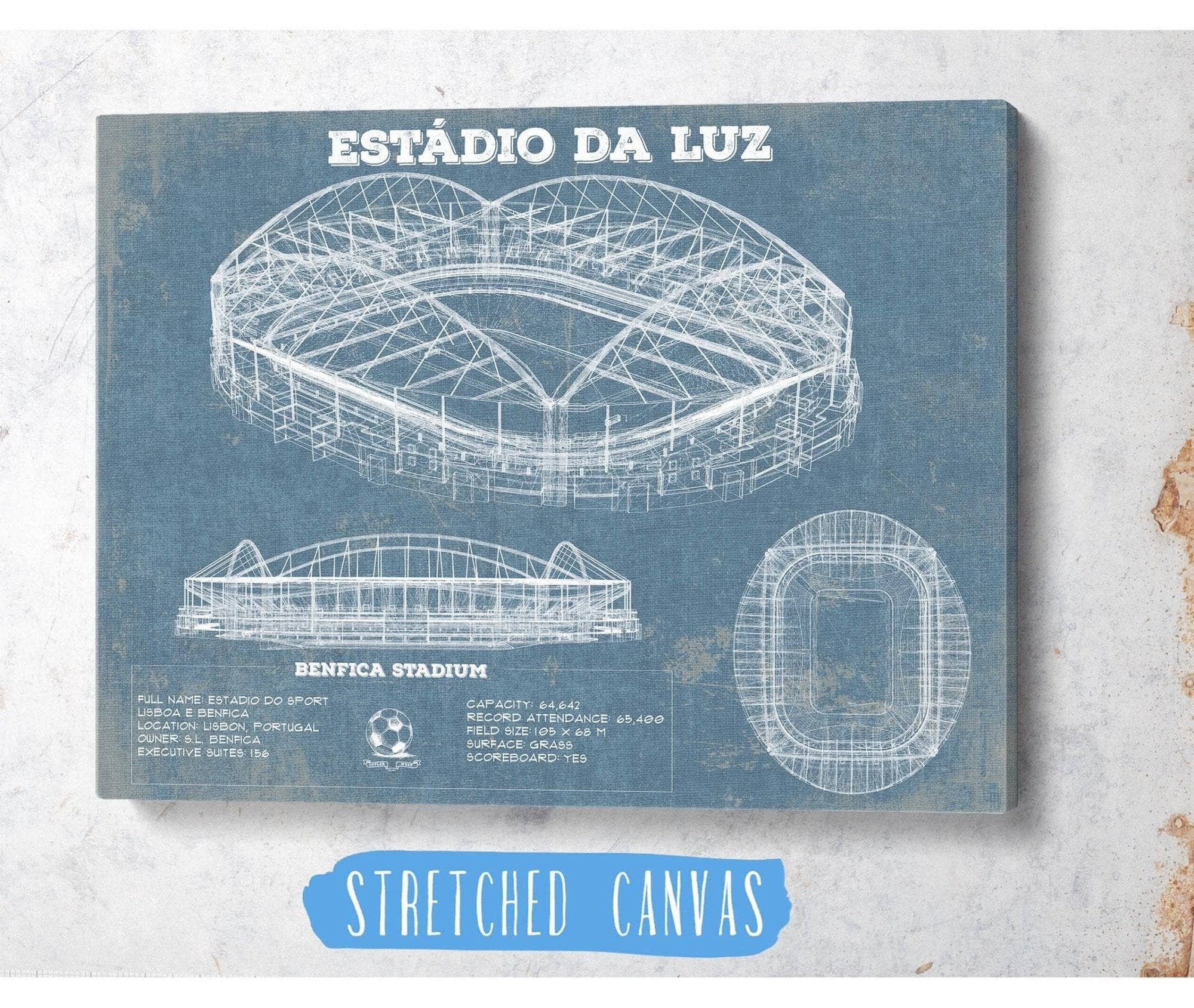 Cutler West Soccer Collection Estudio da Luz (Benfica Stadium) - Portugal National Football Team Blueprint Vintage Soccer Print