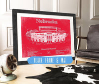 Cutler West College Football Collection 14" x 11" / Black Frame & Mat Nebraska Cornhuskers - Vintage Memorial Stadium (Lincoln) Team Colors Art Print 933350118_71947