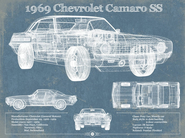 Cutler West Chevrolet Collection 1969 Chevrolet Camaro SS Original Vintage Car Print