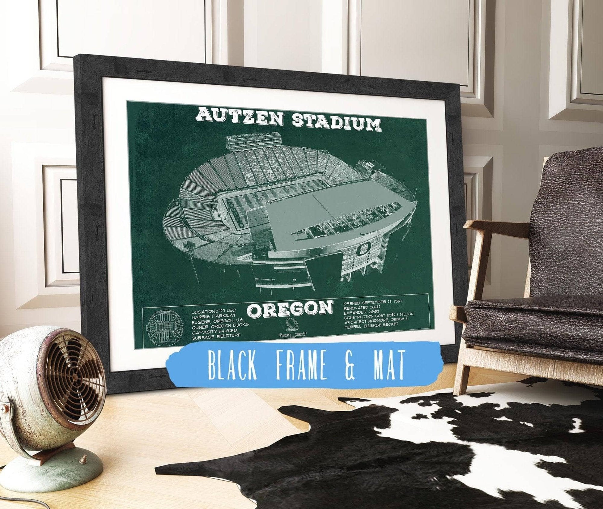 Cutler West College Football Collection 14" x 11" / Black Frame & Mat Vintage Autzen Stadium - Oregon Ducks Football Print 718616953-14"-x-11"35737