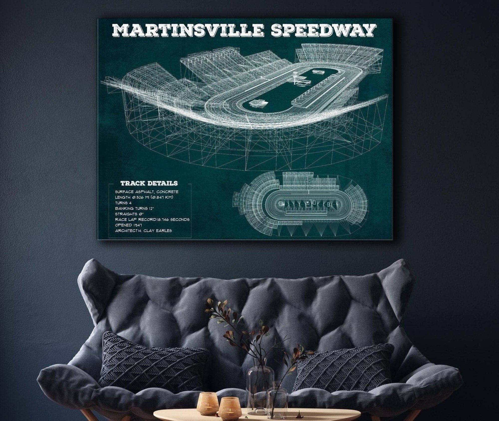 Cutler West Racetrack Collection Martinsville Speedway NASCAR Race Track Print