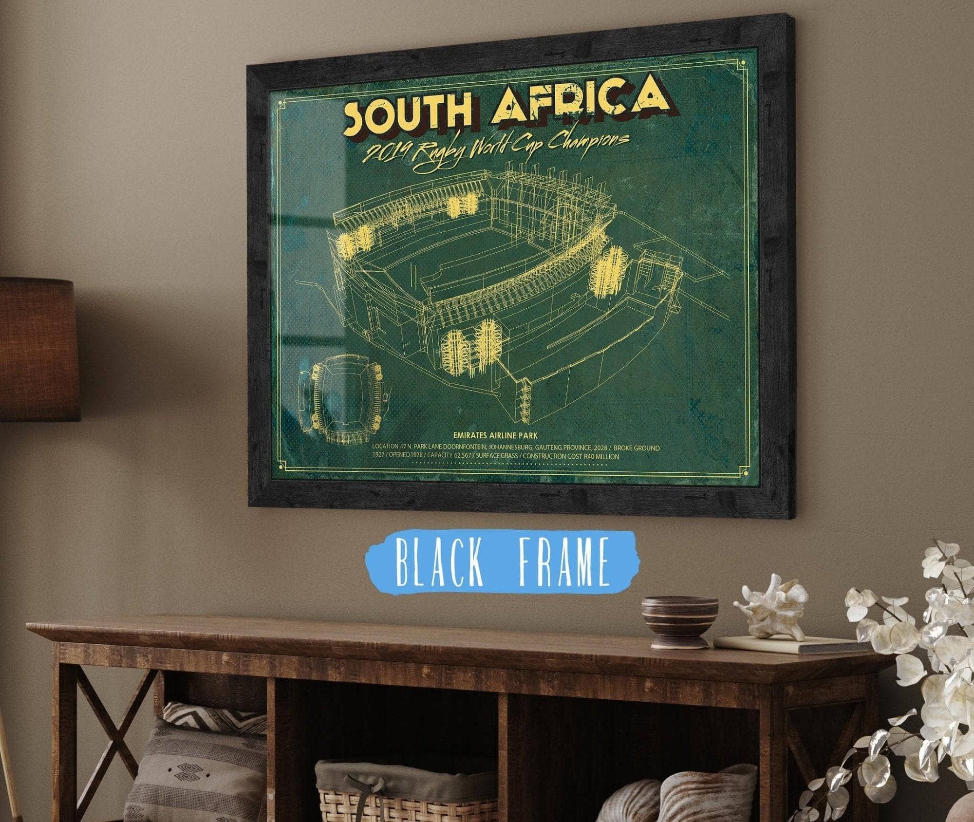Cutler West South Africa World Cup 2019 Champions - Vintage Ellis Park Stadium Print