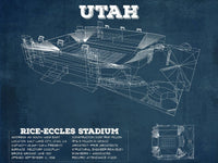 Cutler West College Football Collection 14" x 11" / Unframed Utah Utes Wall Art - Vintage Rice–Eccles StadiumBlueprint Art Print 750783423_5605