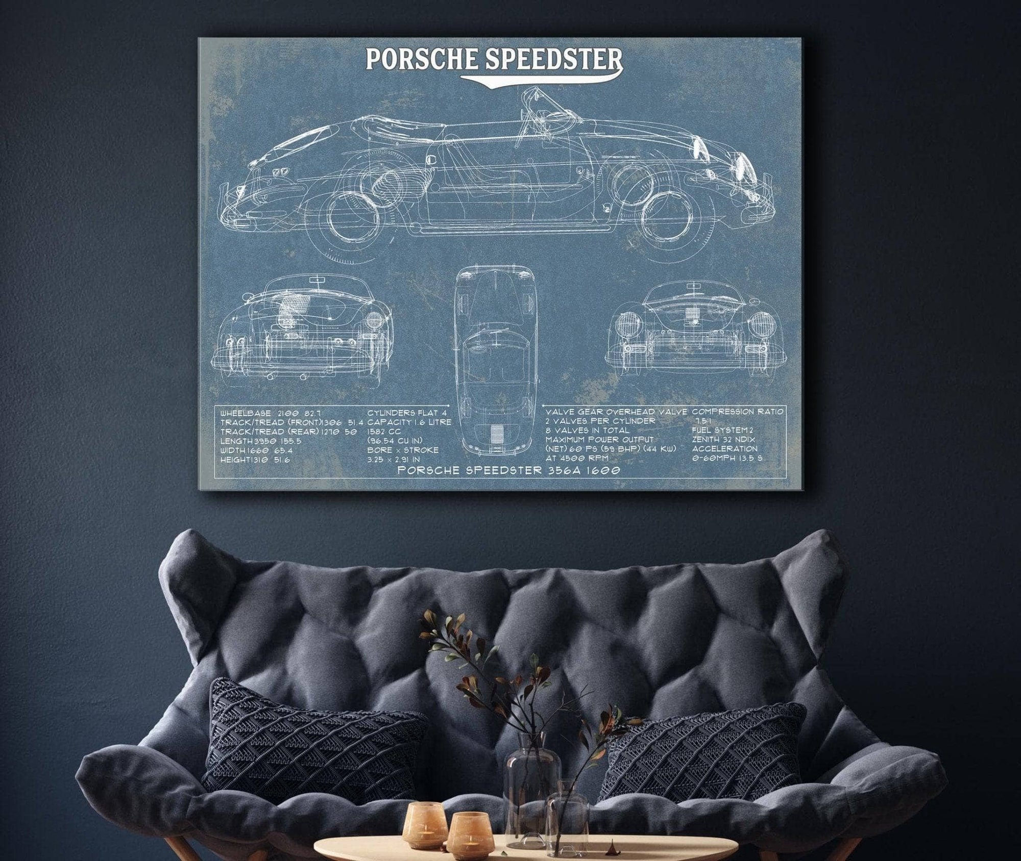 Cutler West Porsche Collection Porsche Speedster 356A 1600 Vintage Auto Print