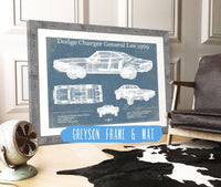 Cutler West Dodge Collection 14" x 11" / Greyson Frame & Mat Dodge Charger (Mk2) (B Body) General Lee 1969 Vintage Blueprint Auto Print 833110046_55081