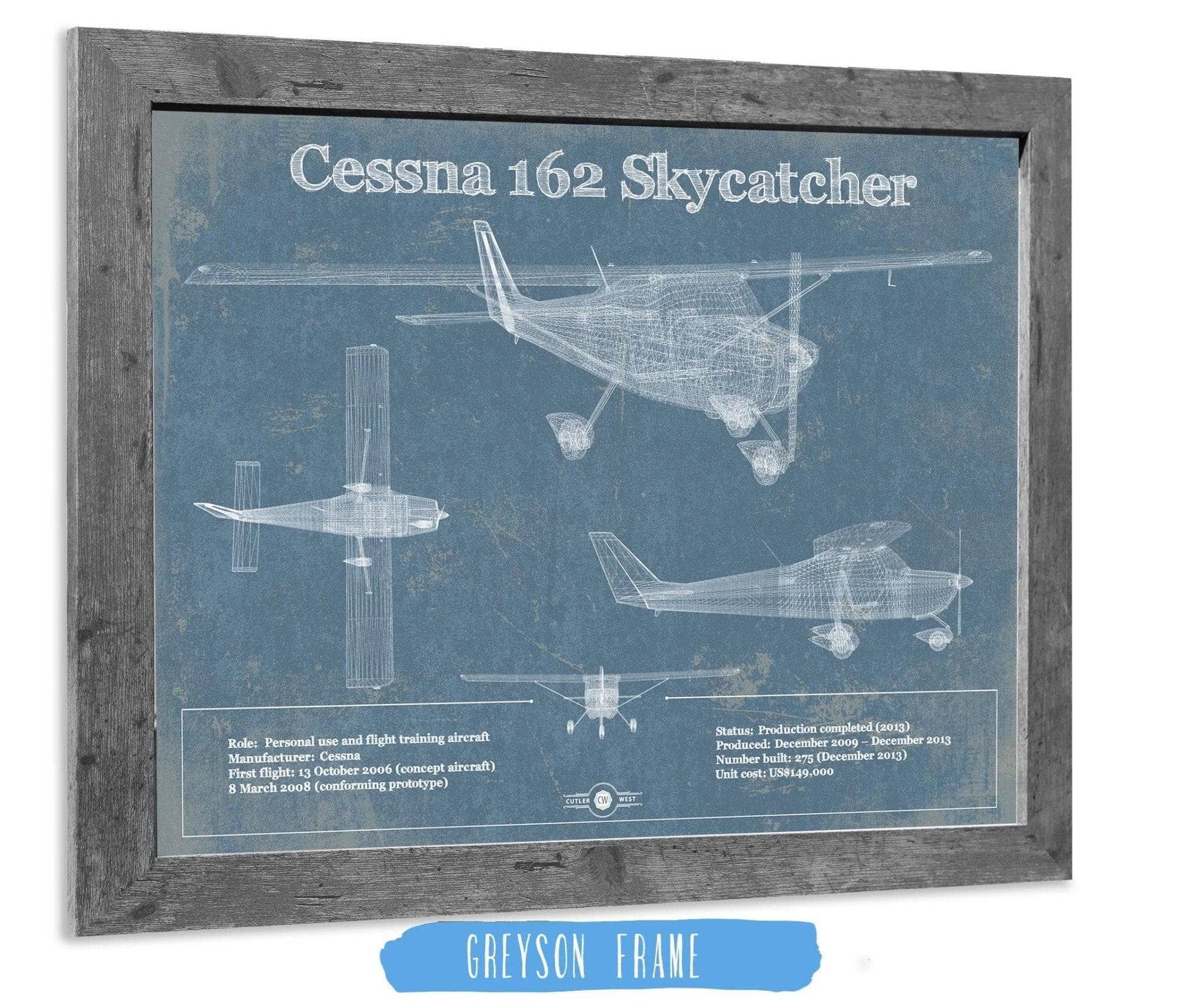 Cutler West Cessna Collection 14" x 11" / Greyson Frame Cessna 162 Skycatcher Original Blueprint Art 845000239_49668