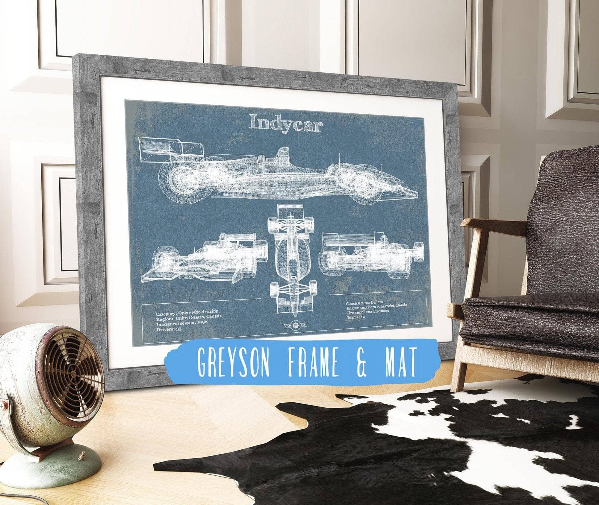 Cutler West Best Selling Collection Indycar Racing Blueprint Vintage Auto Print