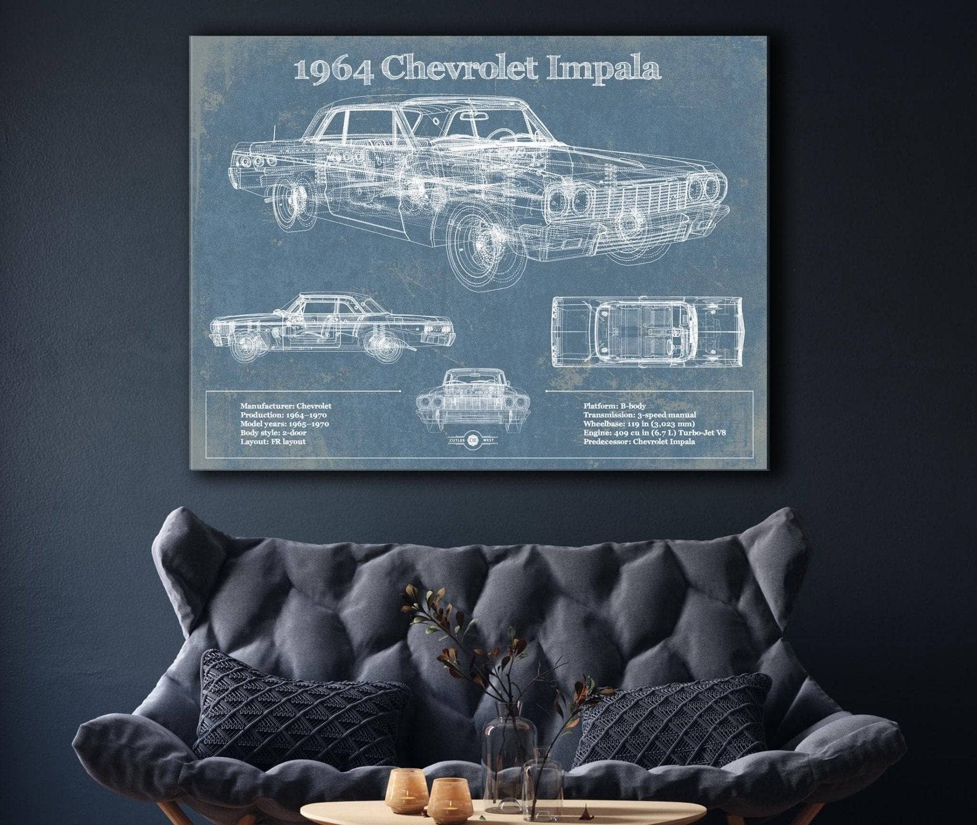 Cutler West Chevrolet Collection 1964 Chevrolet Impala Original Blueprint Art