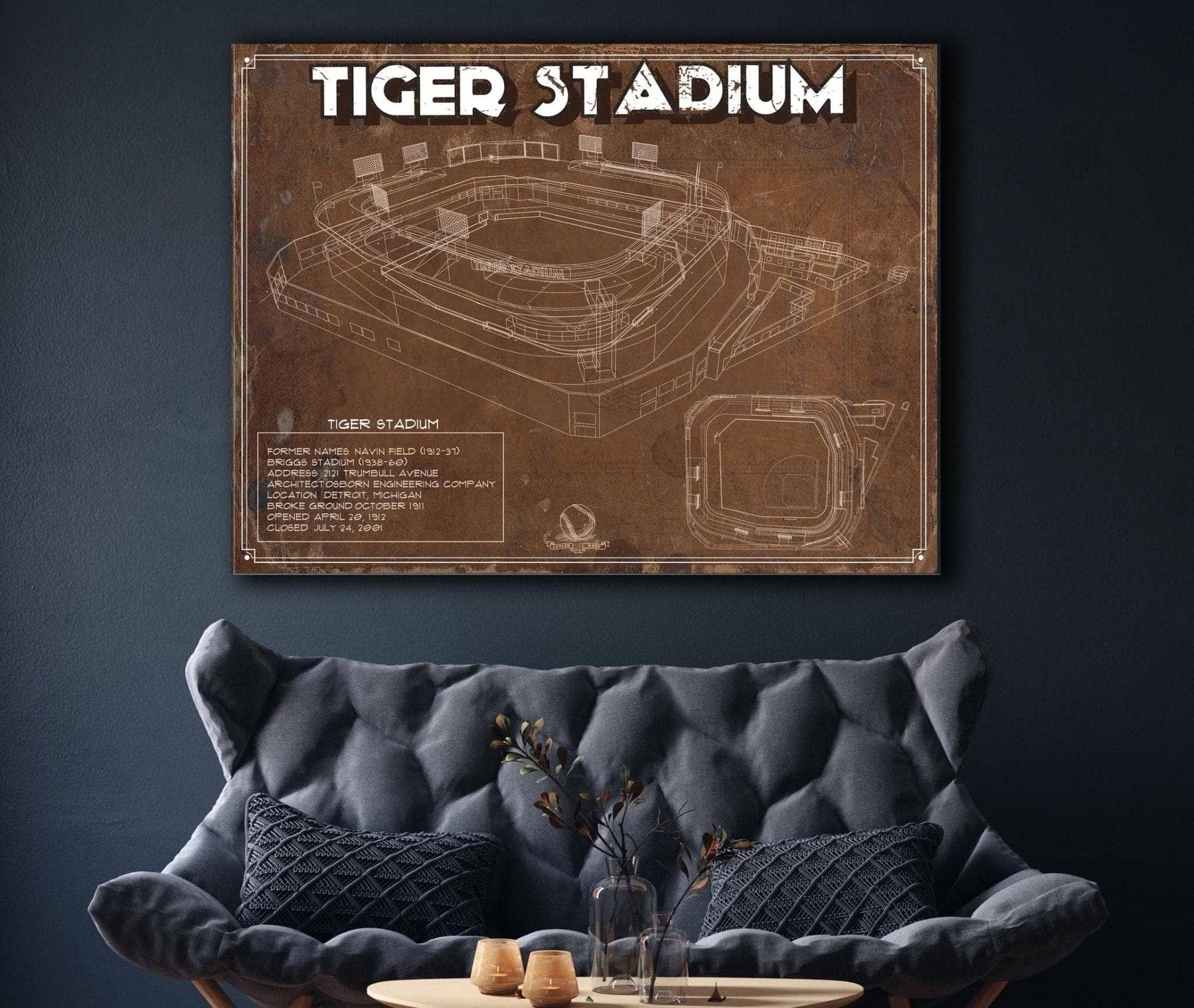 Cutler West Baseball Collection Vintage Tiger Stadium Baseball Detroit Tigers Print