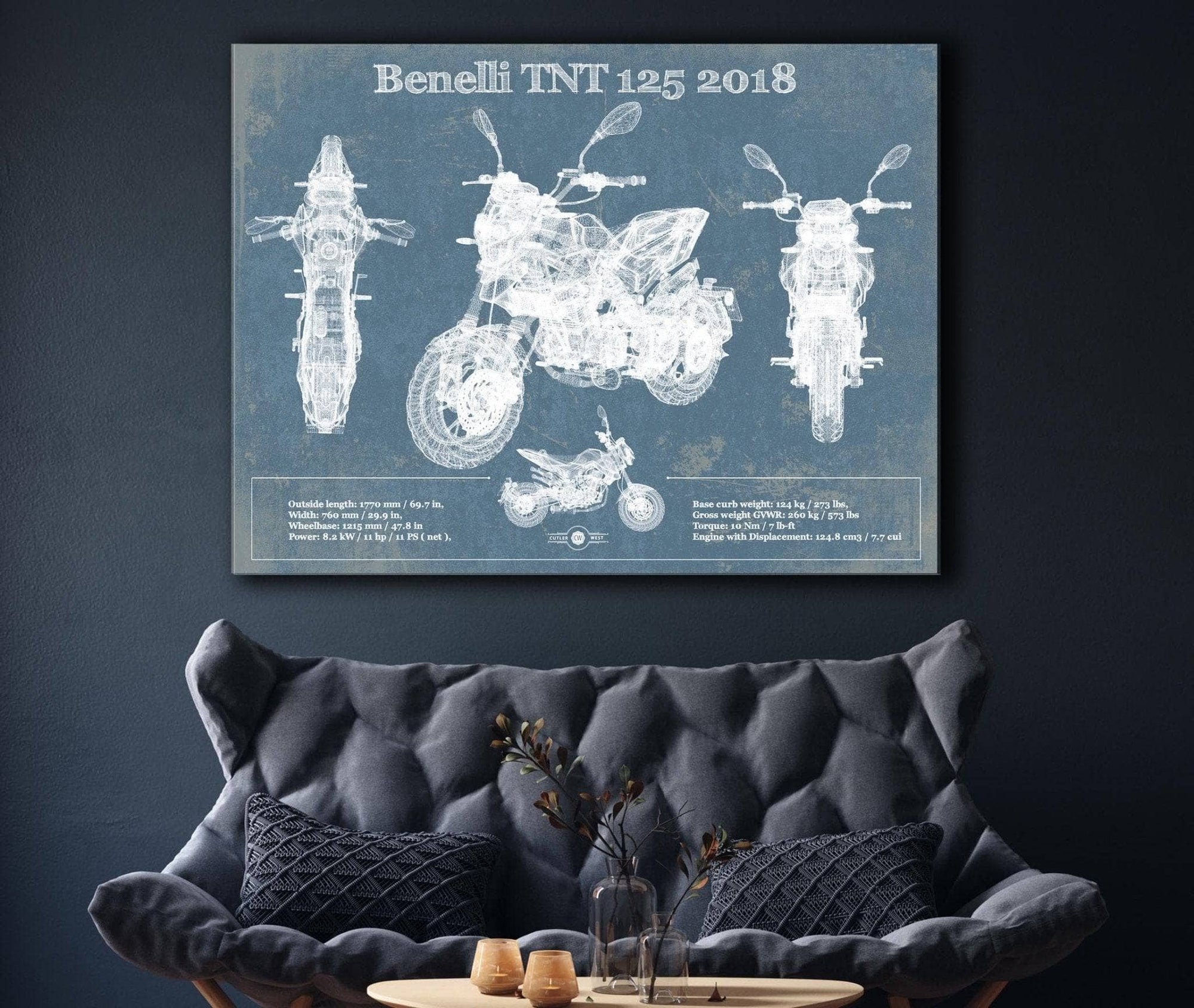 Cutler West Benelli TNT 125 2018 Motorcycle Patent Print