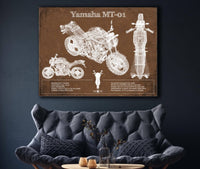 Cutler West Yamaha MT-01 Blueprint Motorcycle Patent Print