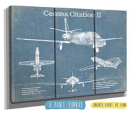 Cutler West Cessna Collection 48" x 32" / 3 Panel Canvas Wrap Cessna Citation CJ4 Vintage Blueprint Airplane Print 967647997_49909