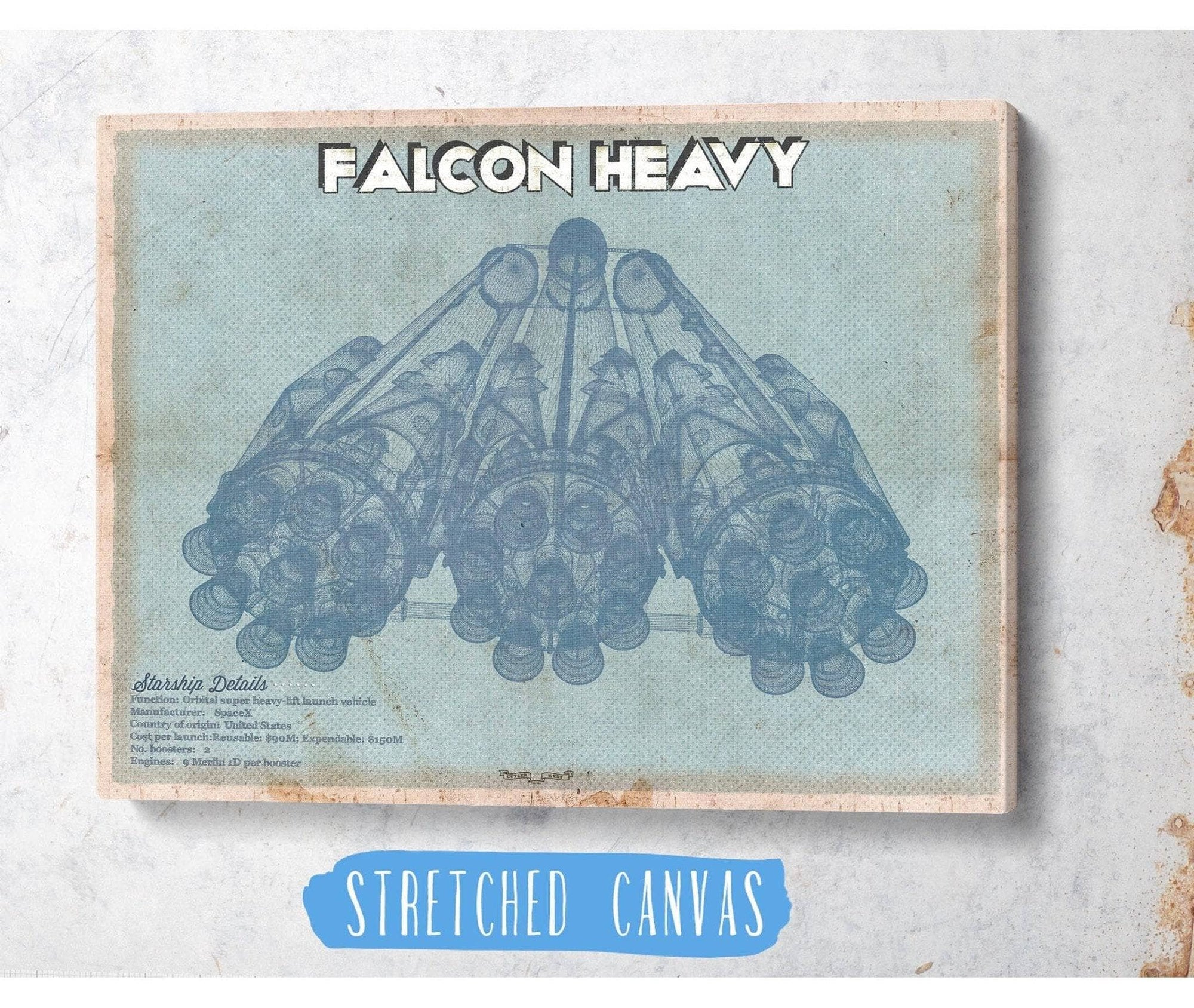 Cutler West SciFi, Fantasy, and Space Falcon Heavy Vintage Space Exploration Print