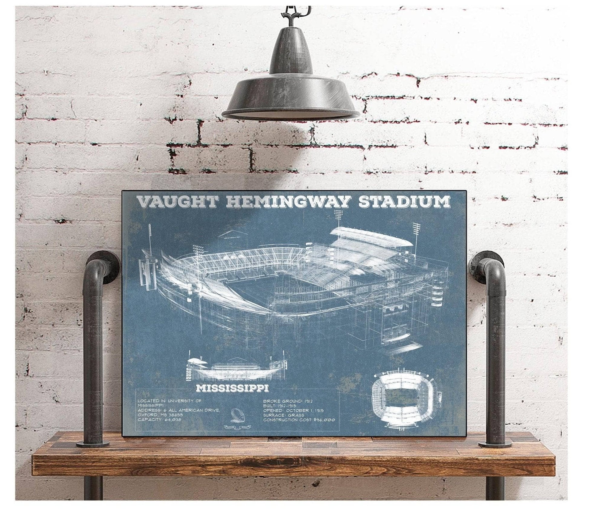 Cutler West College Football Collection Vaught-Hemingway Stadium - Ole Miss Football Vintage Art Print