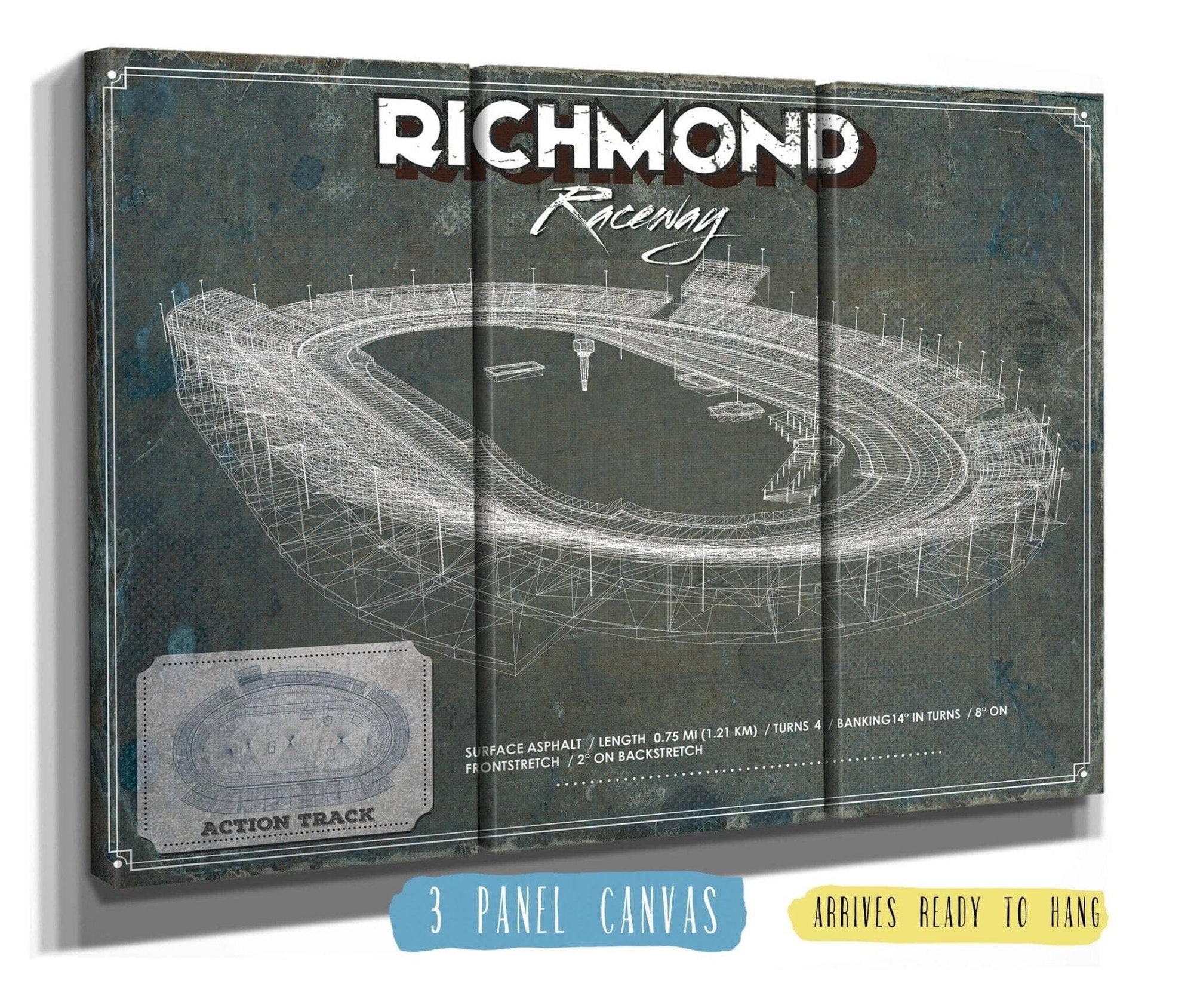 Cutler West Racetrack Collection 48" x 32" / 3 Panel Canvas Wrap Richmond Raceway NASCAR Race Track Print 733024450_28790