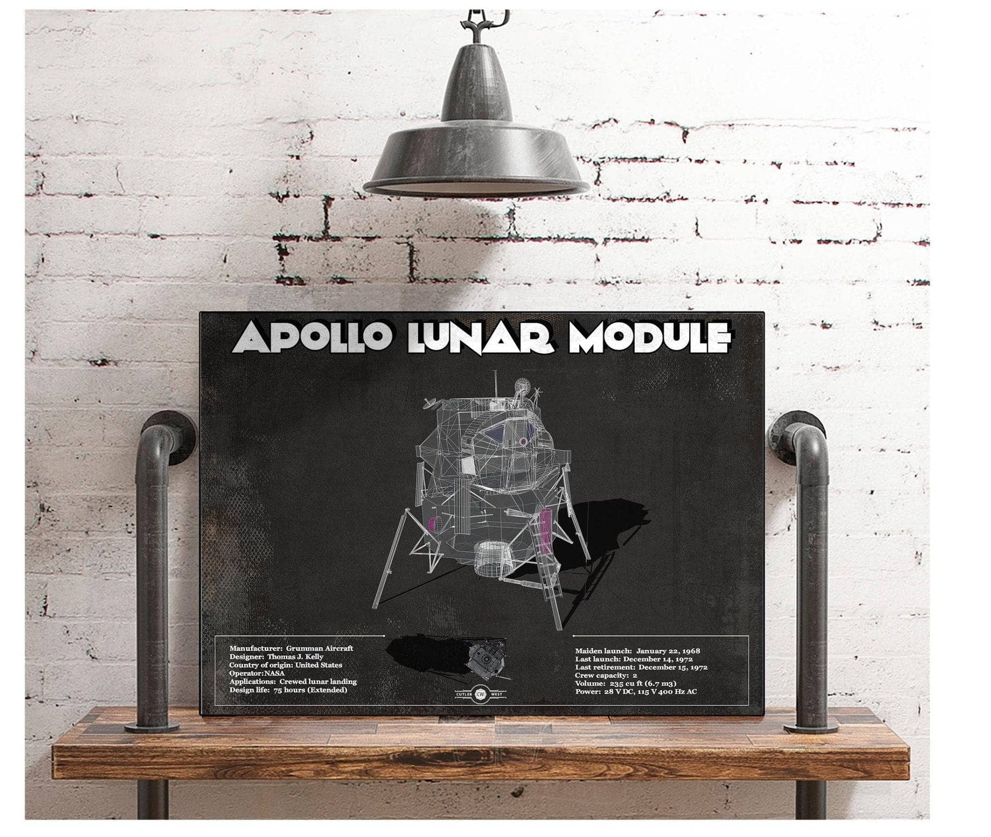 Cutler West Best Selling Collection Apollo Lunar Module (LEM) NASA Aviation Blueprint Print