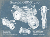 Cutler West 14" x 11" / Unframed Suzuki GSX R750 Blueprint Motorcycle Patent Print 874245786_13586