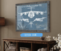 Cutler West Military Aircraft C-17 Globemaster III USAF Vintage Aviation Blueprint Retirement Gift