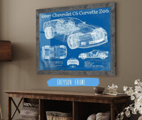 Cutler West Chevrolet Collection 2007 Chevrolet C6 Corvette Z06 Blueprint Vintage Auto Print