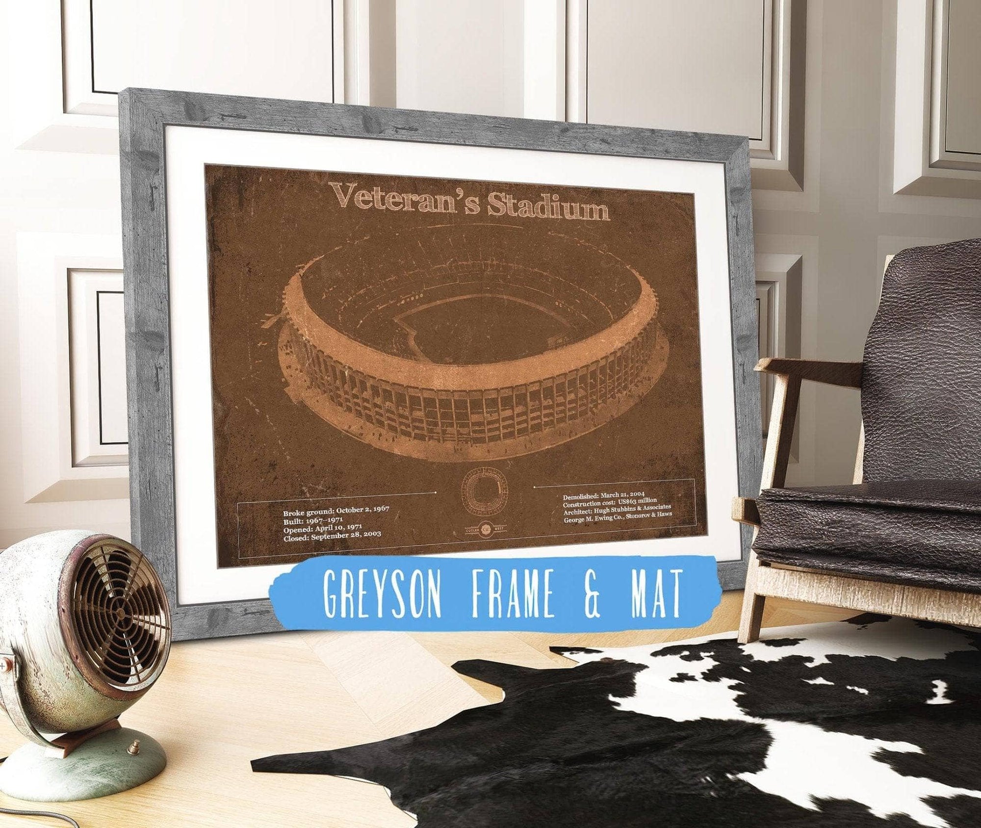 Cutler West Pro Football Collection 14" x 11" / Greyson Frame & Mat Veteran's Stadium - Vintage Philly Stadium Team Art 948212489_6933