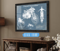 Cutler West 14" x 11" / Black Frame Ducati Scrambler Vintage Blueprint Motorcycle Patent Print 833110038_61278