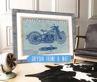 Cutler West 14" x 11" / Greyson Frame & Mat Harley-Davidson Knucklehead Blueprint Motorcycle Patent Print 835000030_63990