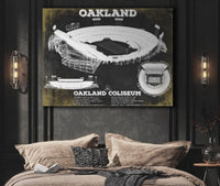 Cutler West Pro Football Collection Oakland Raiders Team Color Alameda County Coliseum Seating Chart - Vintage Football Print