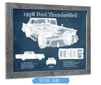 Cutler West Ford Collection 14" x 11" / Greyson Frame 1958 Ford Thunderbird Vintage Blueprint Auto Print 933350042_34027