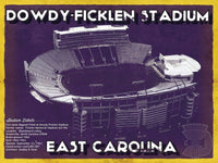 Cutler West College Football Collection 14" x 11" / Unframed East Carolina Pirates - Dowdy–Ficklen Stadium Vintage Blueprint Wall Art 727771075_60947