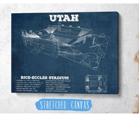 Cutler West College Football Collection Utah Utes Wall Art - Vintage Rice–Eccles StadiumBlueprint Art Print