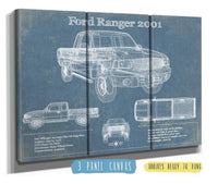 Cutler West Ford Collection 48" x 32" / 3 Panel Canvas Wrap Ford Ranger 2001 Blueprint Vintage Auto Print 845000279_19698