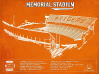 Cutler West College Football Collection 14" x 11" / Unframed Memorial Stadium Clemson Tigers Team Color NCAA Vintage Football Blueprint Art 650244190-TEAM_54479