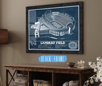 Cutler West Pro Football Collection 14" x 11" / Black Frame Green Bay Packers - Lambeau Field Vintage Football Print 698877220_66029