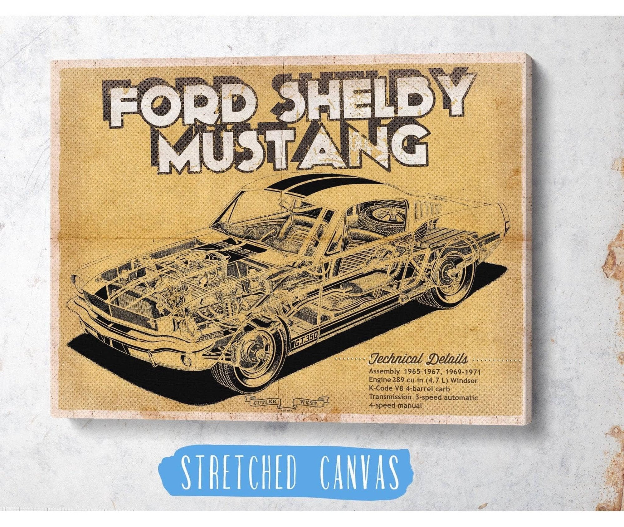 Cutler West Ford Collection Vintage Ford Shelby Mustang Sports Car Print
