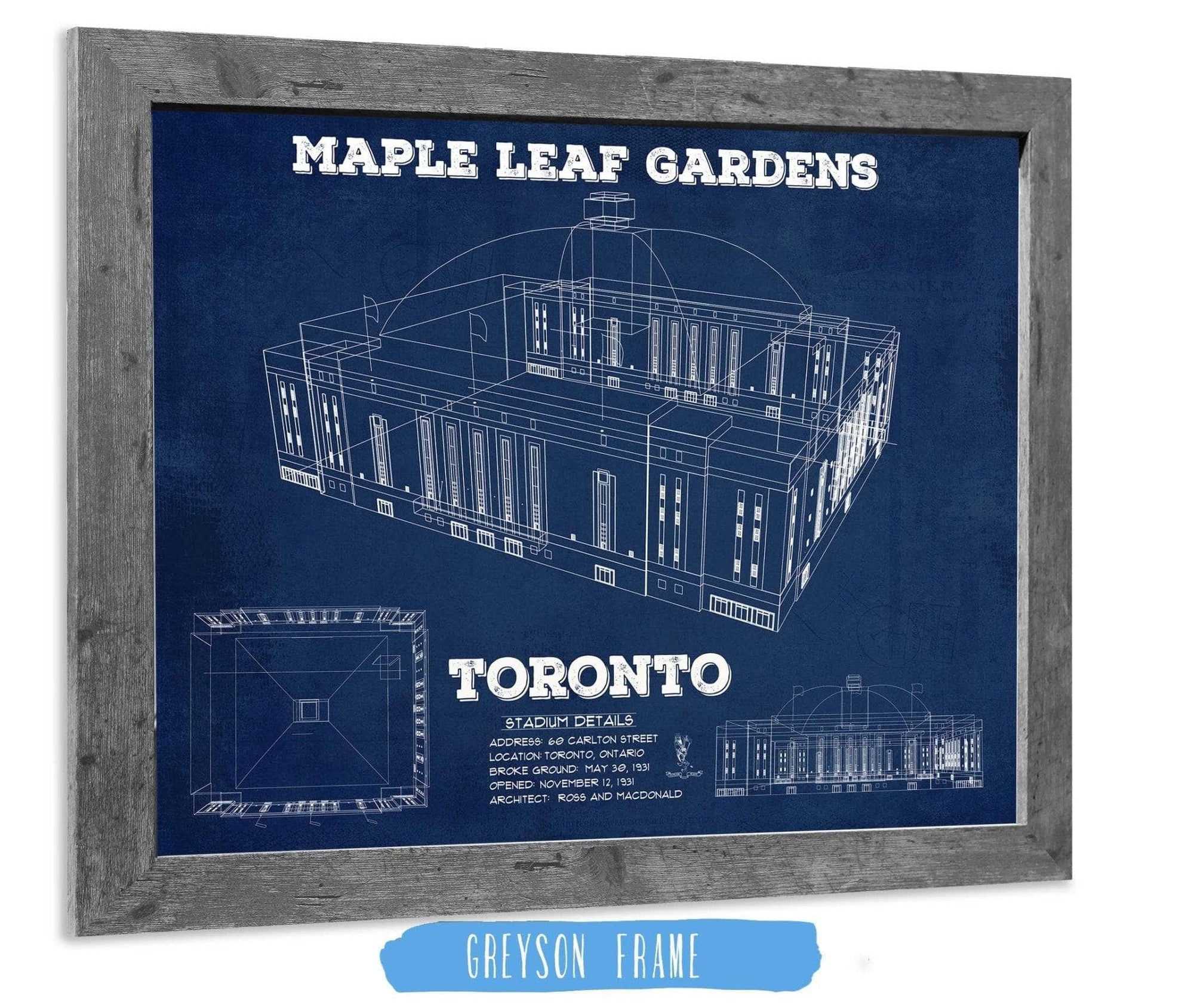 Cutler West 14" x 11" / Greyson Frame Maple Leaf Gardens - Vintage NHL Hockey Print 784291932-TOP