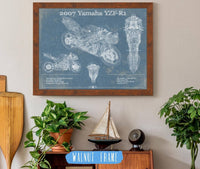 Cutler West 14" x 11" / Walnut Frame Yamaha YZF-R1 (R1) Blueprint Motorcycle Patent Print 888114587-14"-x-11"41018
