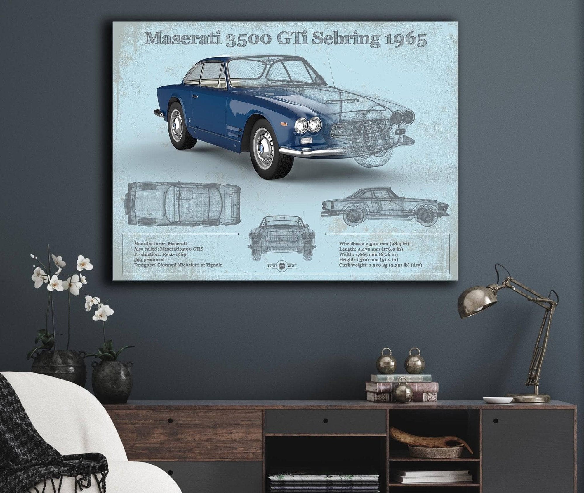Cutler West Vehicle Collection Maserati 3500 Gti Sebring Vintage Car Blueprint
