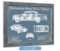 Cutler West Mercedes Benz Collection 14" x 11" / Greyson Frame Mercedes Benz 220S W111 (1964) Blueprint Vintage Auto Print 890429361_16695