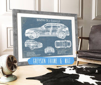 Cutler West Vehicle Collection 14" x 11" / Greyson Frame & Mat BMW X1 (2013) Vintage Blueprint Auto Print 833110087_49141