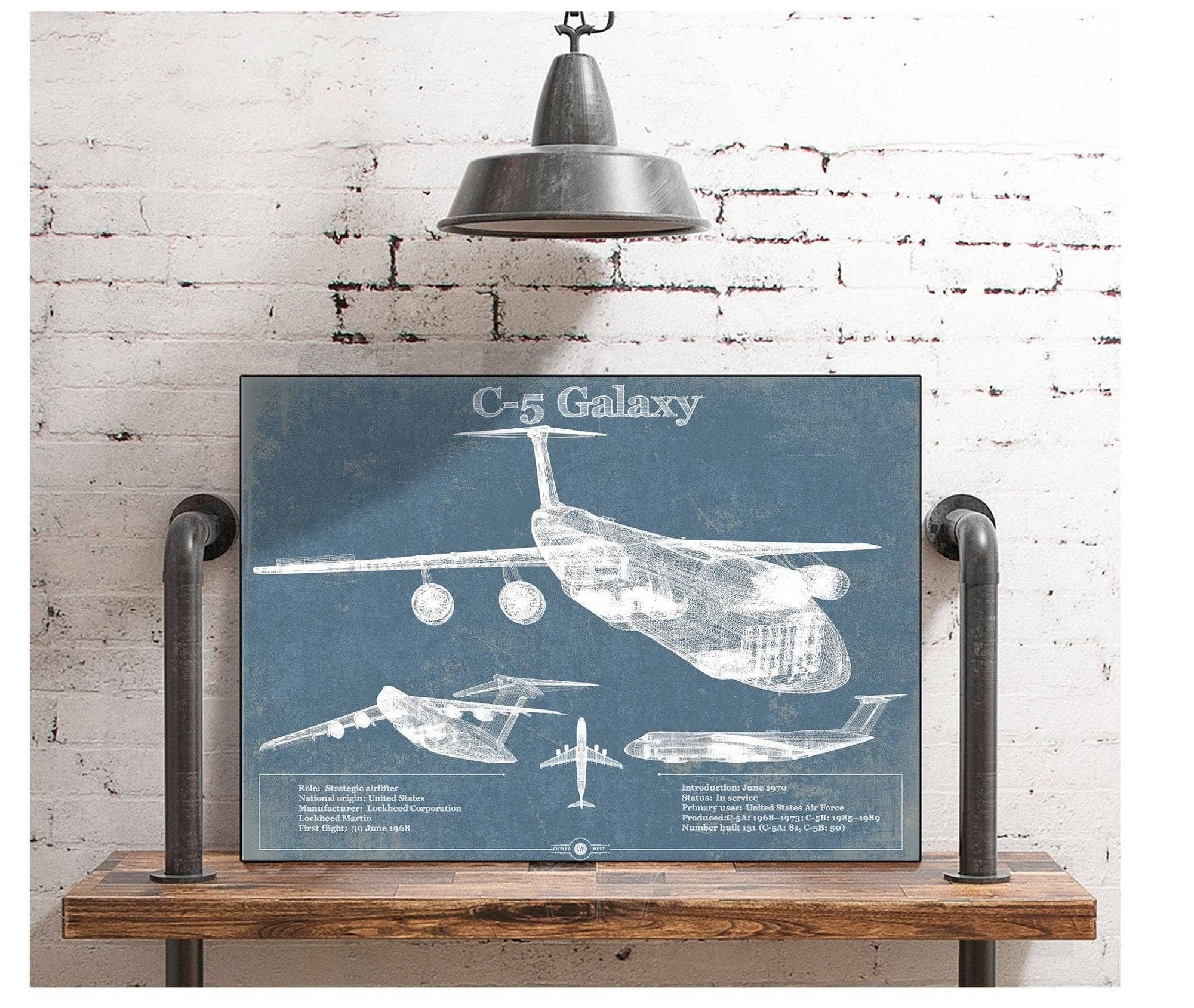 Cutler West Best Selling Collection Lockheed C-5 Galaxy Vintage Aviation Blueprint Military Print