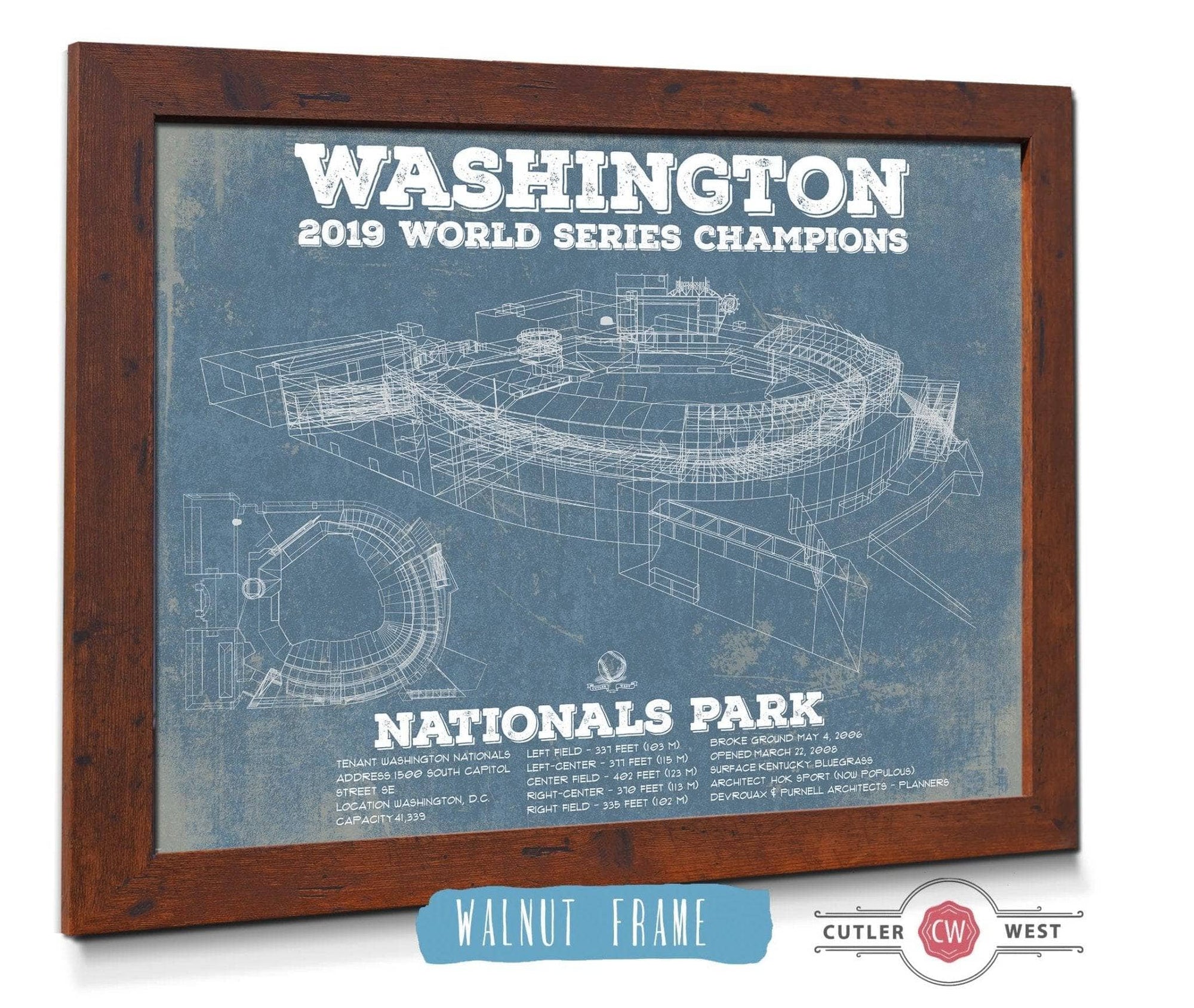 Cutler West Washington Nationals - National Park Vintage Stadium Blue Print