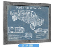 Cutler West Ford Collection 14" x 11" / Greyson Frame Ford F-350 Crew Cab Vintage Blueprint Auto Print 933311088_59766