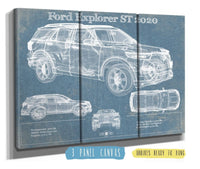 Cutler West Ford Collection 48" x 32" / 3 Panel Canvas Wrap Ford Explorer ST 2020 Vintage Blueprint Auto Print 845000214_60007